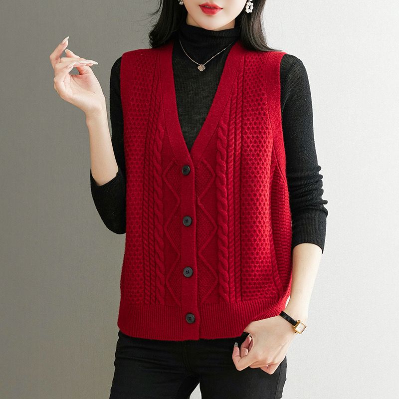 Sewing Vest - Suéter de punto para mujer, Chaleco