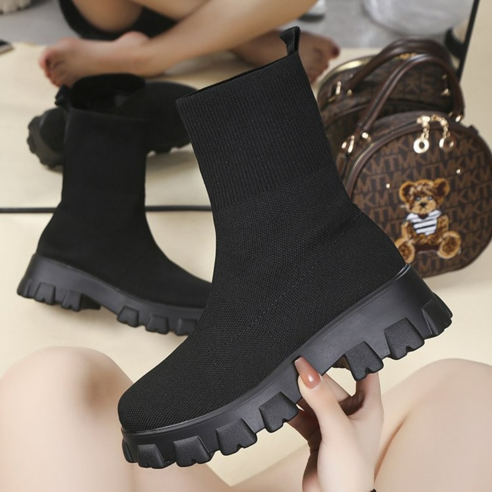 Sewing Knit - Botas cortas Botas de plataforma de